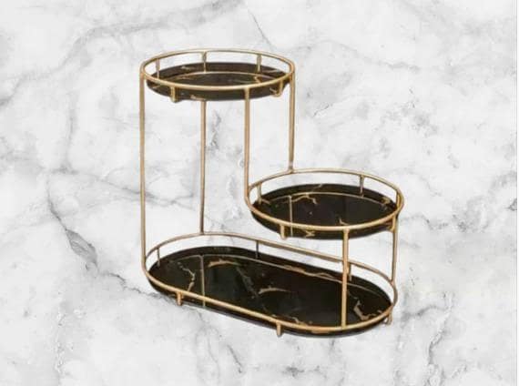 Modern 3-Tier Shelf Makeup Organizer – Premium Metal Cosmetic Storage Rack