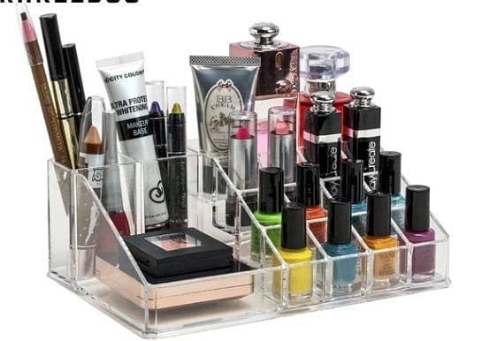 16-Compartment Acrylic Makeup & Jewelry Organizer Box – Transparent Storage Solution