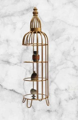 Four-Layer Iron Cage Shelf with Elegant Golden Frame – Stylish Multi-Tier Organizer