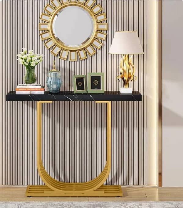 New Modern U-Shape Console Table with Elegant Wood Marble Texture Sheet