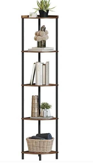 Modern 5-Tier Corner Bookshelf Organizer – Elegant Space-Saving Display Shelf