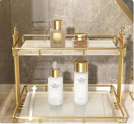 New Modern Stylish 2-Layer Makeup Organizer – Cosmetic Storage Rack