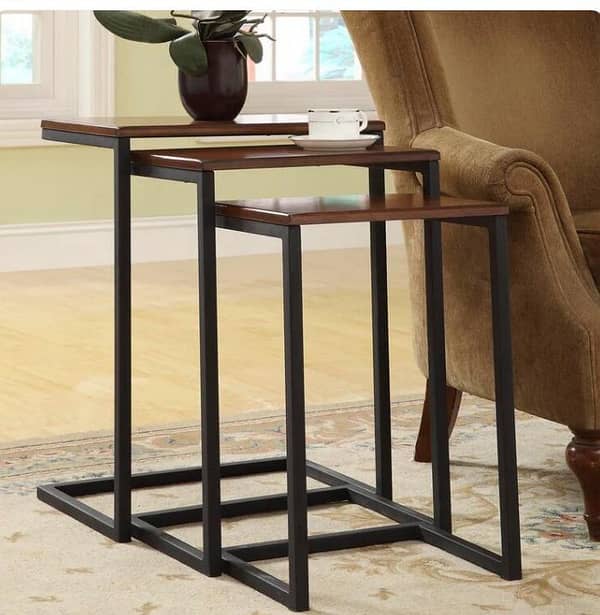 C Shaped Nesting Table Set of 3  for Living Room Home Office
