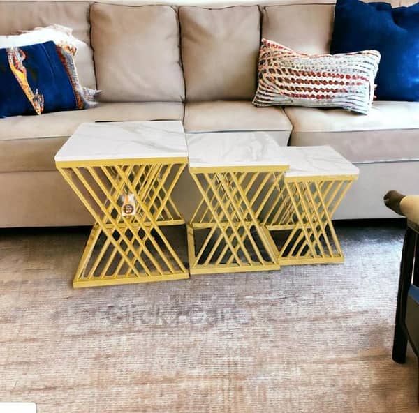 Designer Nesting Tables for Living Room, Premium Home Decor Accent, Modern Elegant Side Tables
