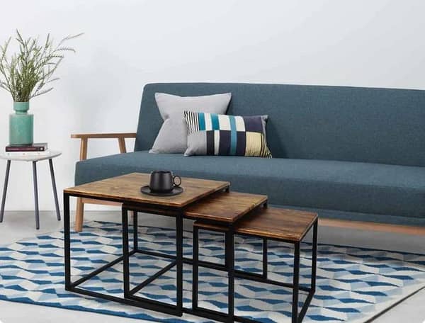2-Piece X-Model Modern Nesting Table Set with Sturdy Cross Frame Design for Living Room or Office Spaces