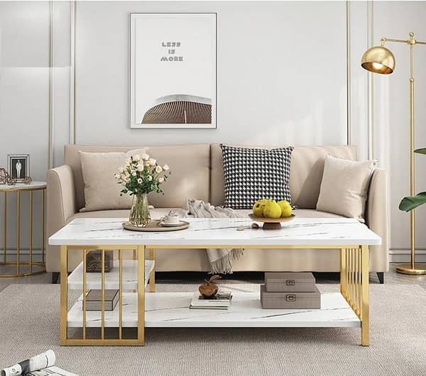 Modern 3-Layer Living Room Center Table with Open Display Shelves for Décor and Storage
