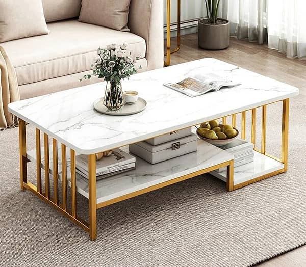 3 Shelf Luxury Style Center Table  Space-Saving Storage Display Table for Living Room, Office, and Lounge Areas