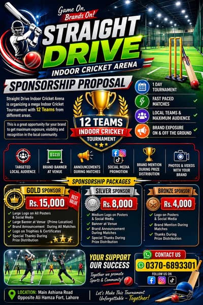 Advertise Your Business at a 12-Team indoor Cricket Tournament Lahore