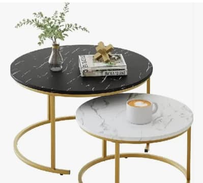 Modern Nesting Coffee Table Set | Marble Top Side Tables | Living Room