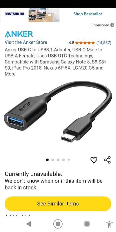 Anker type C 3.1 OTG 5 gbs Data transfer