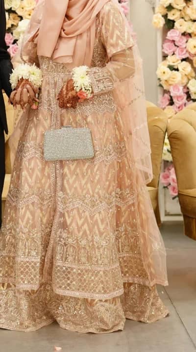 bridal valima maxi with matching clutch and free hijab & niqab set.