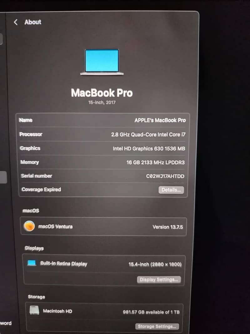 Mac Book Pro 2017 2