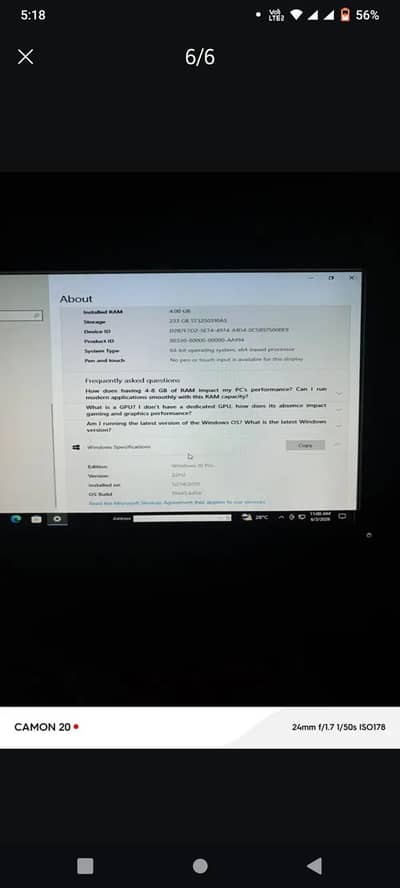 4 gb ram 250 gb hard drive 1 gb grafic card all ok