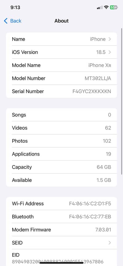 Iphon xr pta approved 64 gb no open no repeir bettry health 80