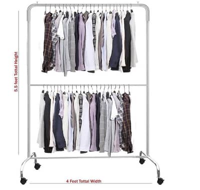 Double pole garment rack silver metal 5.5ft