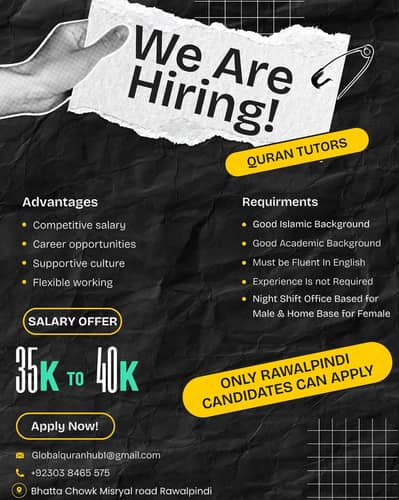 Male and Female Quran teachers required