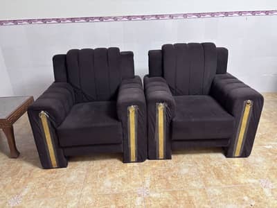 Modern 5-Seater Dark Brown Velvet Sofa in Great Condition