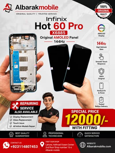 Infinix Hot 60 Pro X6885 Original AMOLED Panel 144Hz | 100% Genuine