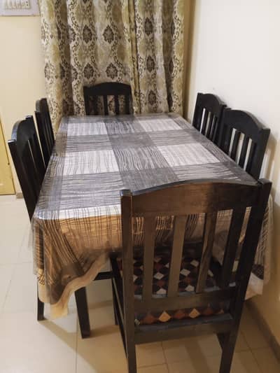 Wooden Dining Table with 6 Chairs