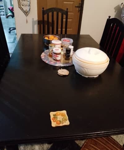 Wooden Big size dining Table with 6 chairs  neat