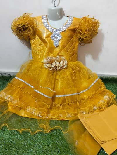 irls Fancy Net Party Frock – Yellow | Sizes 24, 26 & 28