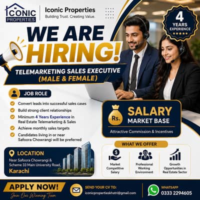 We're Hiring! Real Estate Telemarketing & Sales Executive (Male & Fem