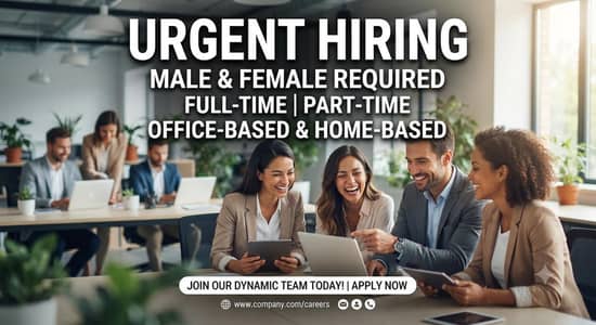hiring staff male female for office base, home base.