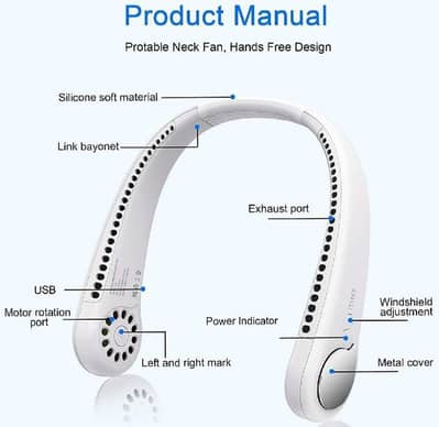 Rechargeable Bladeless Neck Fan – Hands-Free Portable Cooling Fan