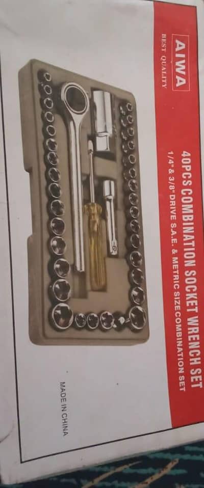 Socket Wrench Set 40 Pieces Stainless Steel Grey