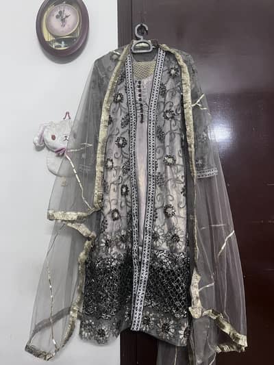 Fancy 4 piece Party Wear of Net Goun