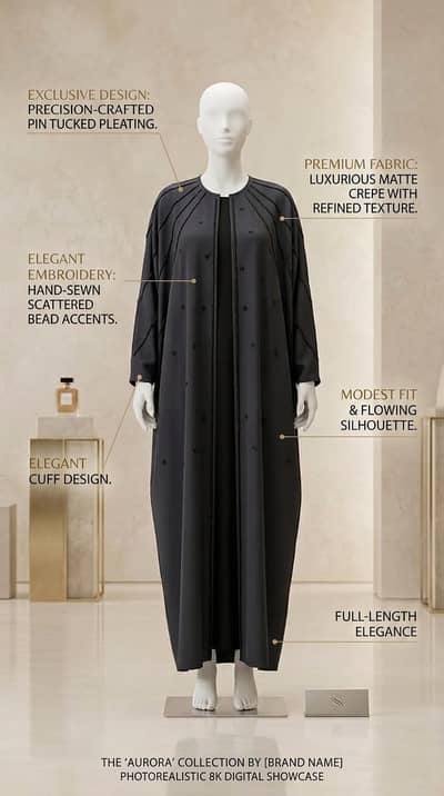 Premium Black Matte Crepe Abaya