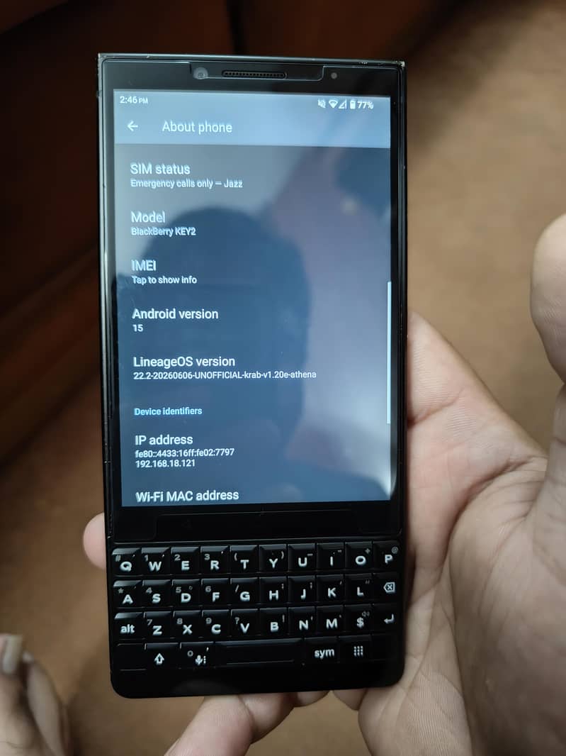 BlackBerry KEY2 Android 15 1