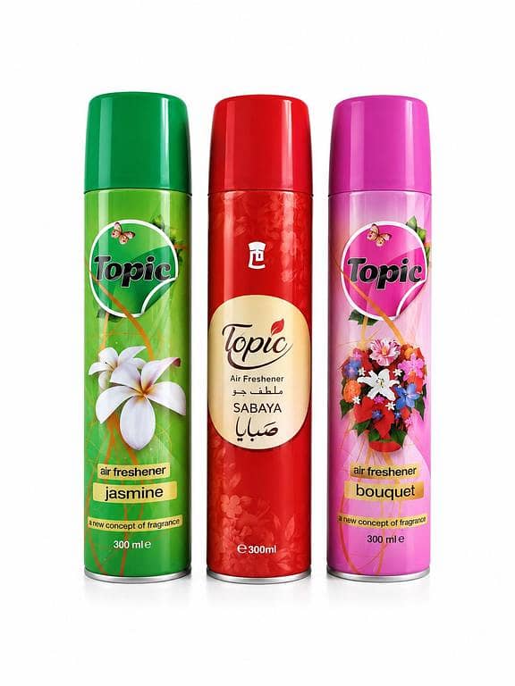 Topic Air Freshener Spray 300ml – Jasmine, Sabaya & Bouquet Fragrance | Long Lasting Room Freshener