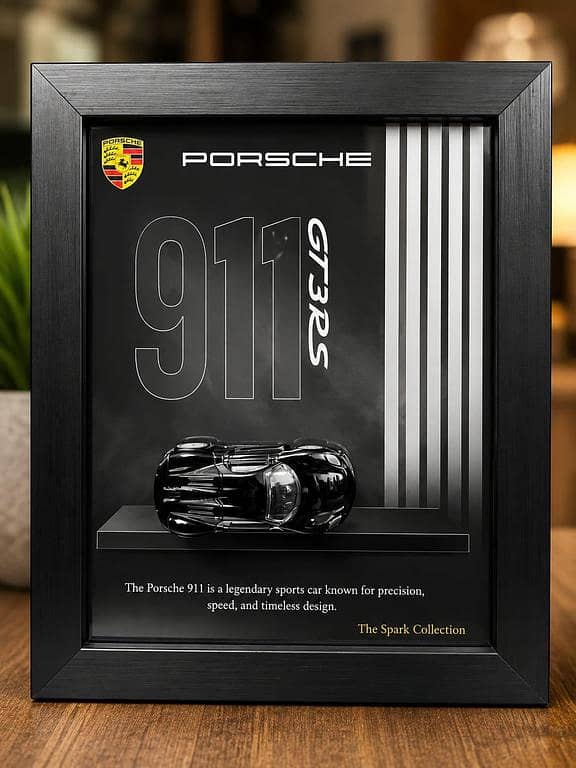 Metal Porsche 911 GT3 RS 3D Car Frame (8 × 10) — Premium Wall Decor and Table Display