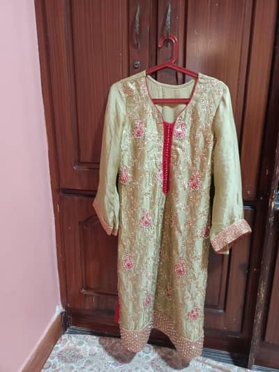 Women's 3Piece Embroidered Dress-OliverGreen and Red - Good Condition