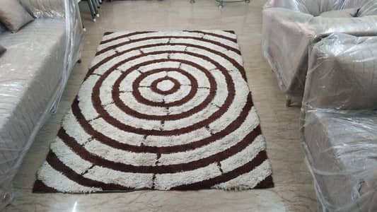 Brown & Cream  Circular Shaggy Carpet