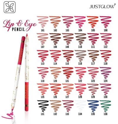 JUSTGLOW | Lip & Eye Pencil | 2-in-1 Use   36 Beautiful Shades |