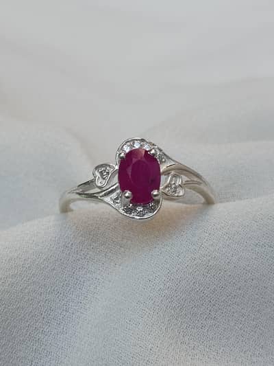 Ruby Stone Silver Ring