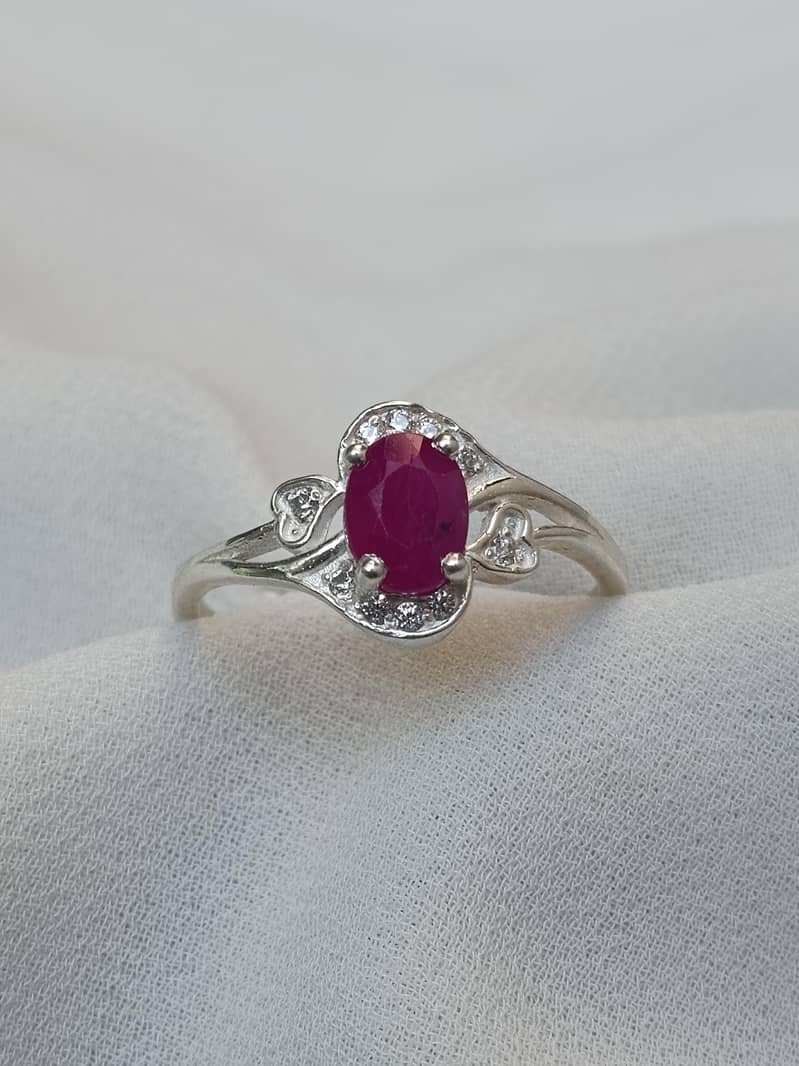 Ruby Stone Silver Ring 0