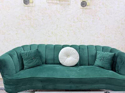 Luxury Emerald Green Velvet Sofa Set – 7 Seater (without table)