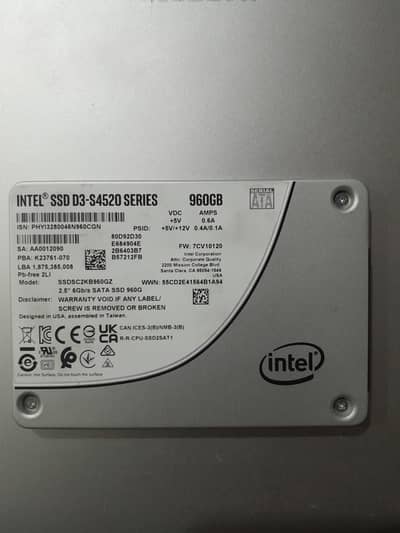 Intel D3-S4520 960GB Enterprise Server SSD | 2.5" SATA
