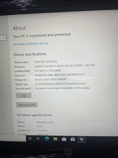 Core i5 8th G 16GB 256 SSD