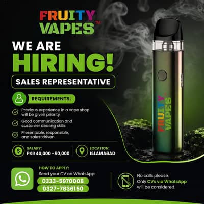 SALES REPRESENTATIVE AT VAPE STORE