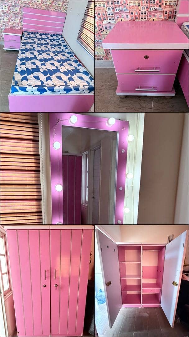 Single bed ,wardrobe ,side table ,dressing Mirror 5