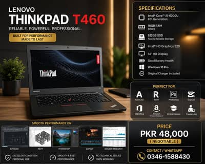 Lenovo ThinkPad T460 | Core i5 6th Gen | 16GB RAM | 512GB SSD