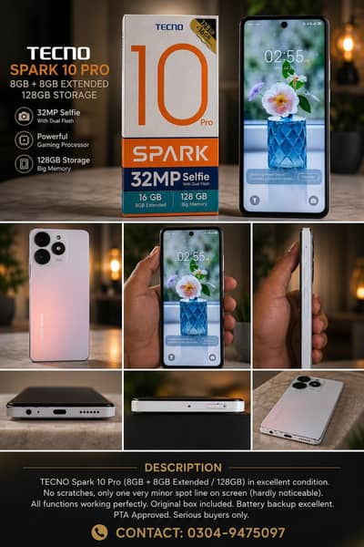 Tecno Spark 10 Pro (8GB + 8GB Extended / 128GB)