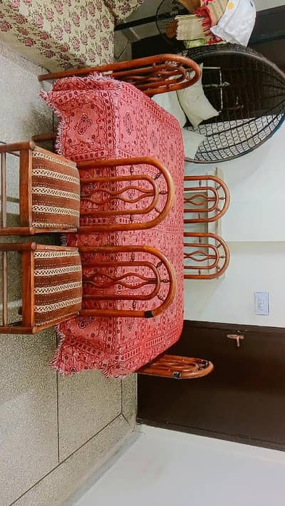6 Seater Wooden Dining Table Set – Urgent Sale