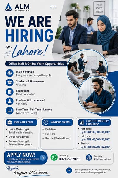We are hiring staff for office work