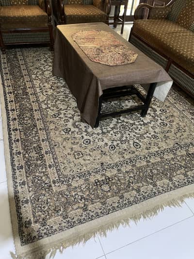 5 seater sofa set with carpet, table and curtains