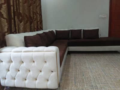 L shaped - 7 Seater Sofa Set - Boućle Fabric / Knotted texture.